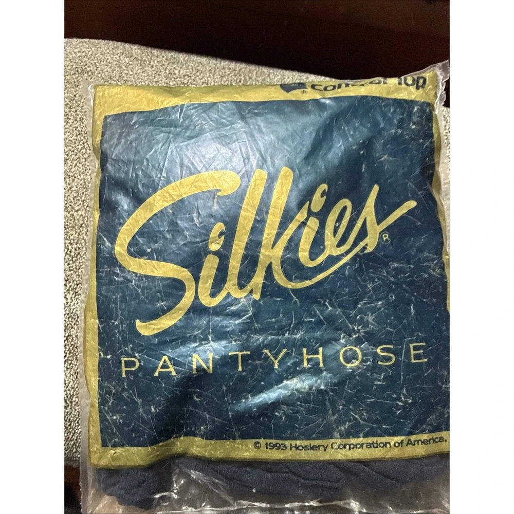 NOS 1 Pair Silkies Pantyhose Control Top Hose W/ Support Legs Medium Size Navy